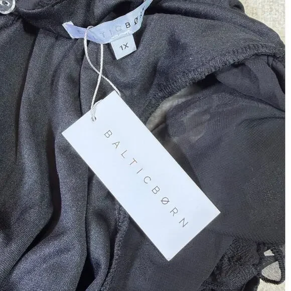 NWT Baltic Born Women Black Evelyn Smocked Maxi Dress Long Sleeve Romantic - Picture 5 of 12